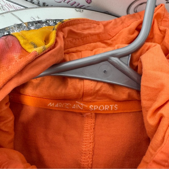 Marccain sports sweater 3/4 sleeve orange tie dye buttons floral hood mesh y2k - Picture 16 of 16